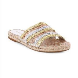 New..Sophia Webster sandals beachy casual spadrille with mix metallic straps.